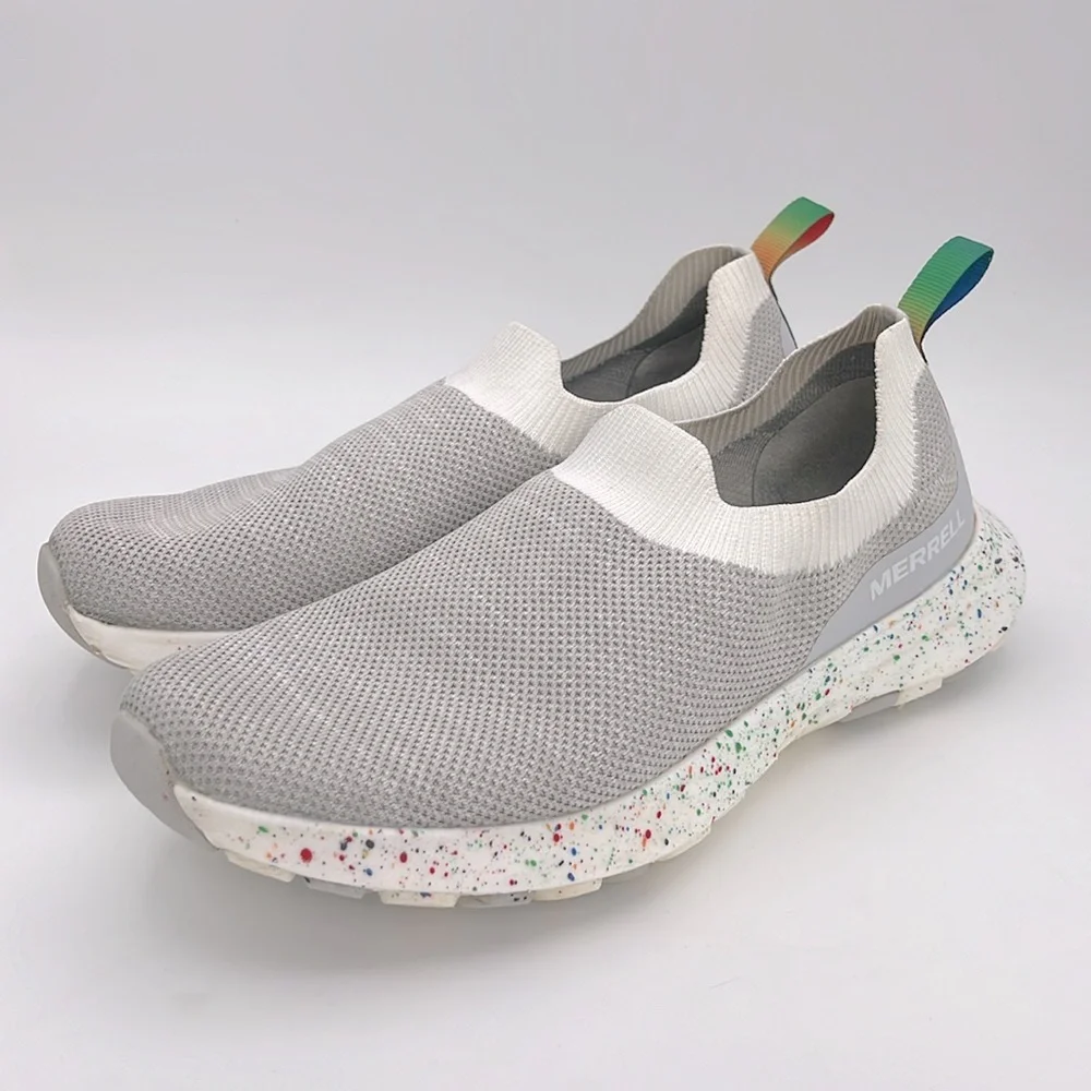 Merell - men’s cloud MOC knit confetti pride slip on sneakers gray shoes size8.5